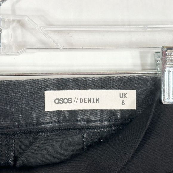 ASOS Size 4 Jeans Black Skinny Pull On‎ Elastic Waist Pockets Denim Womens 1018 - Picture 7 of 9
